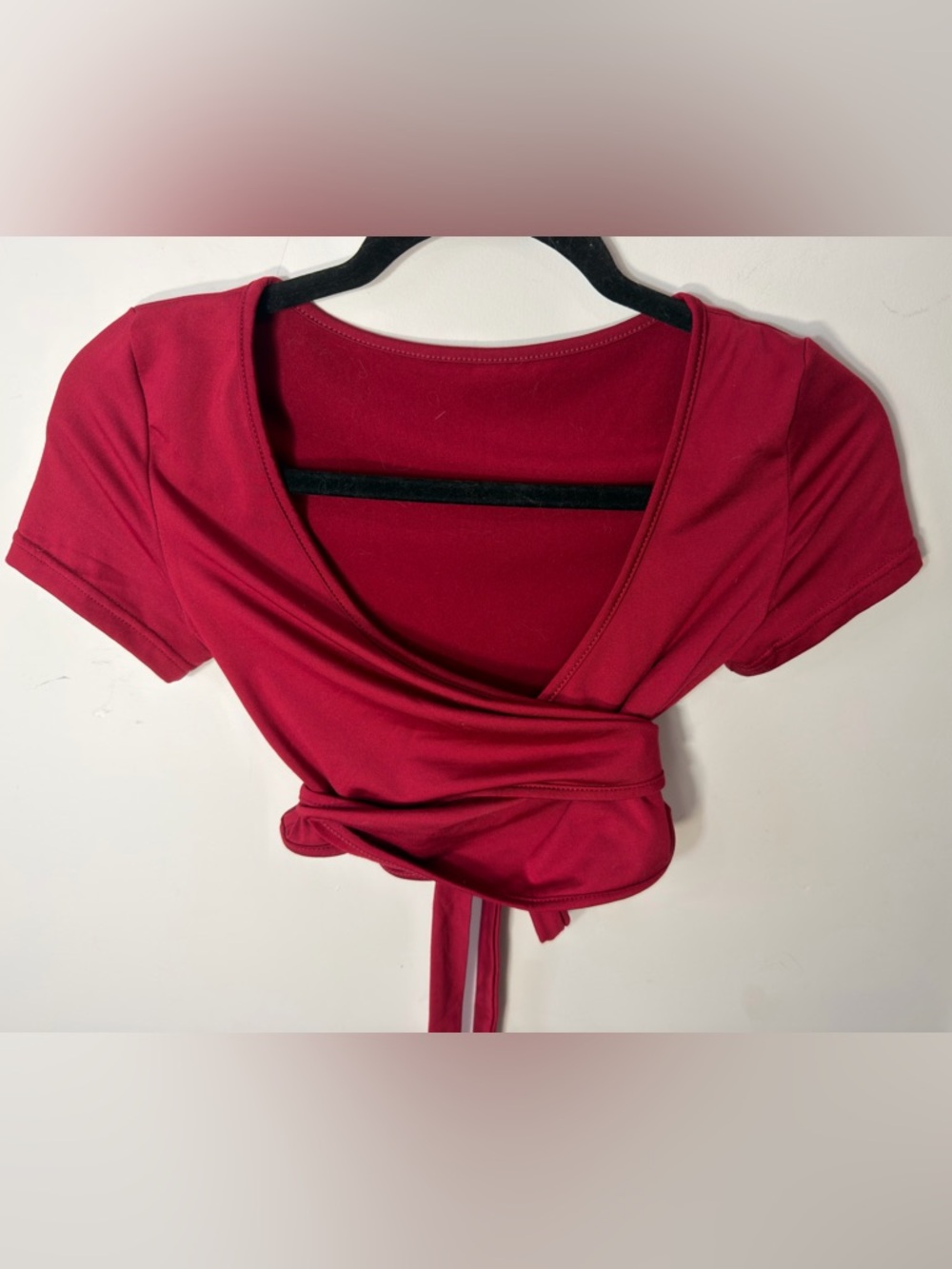 Red Wrap Short Sleeve Top